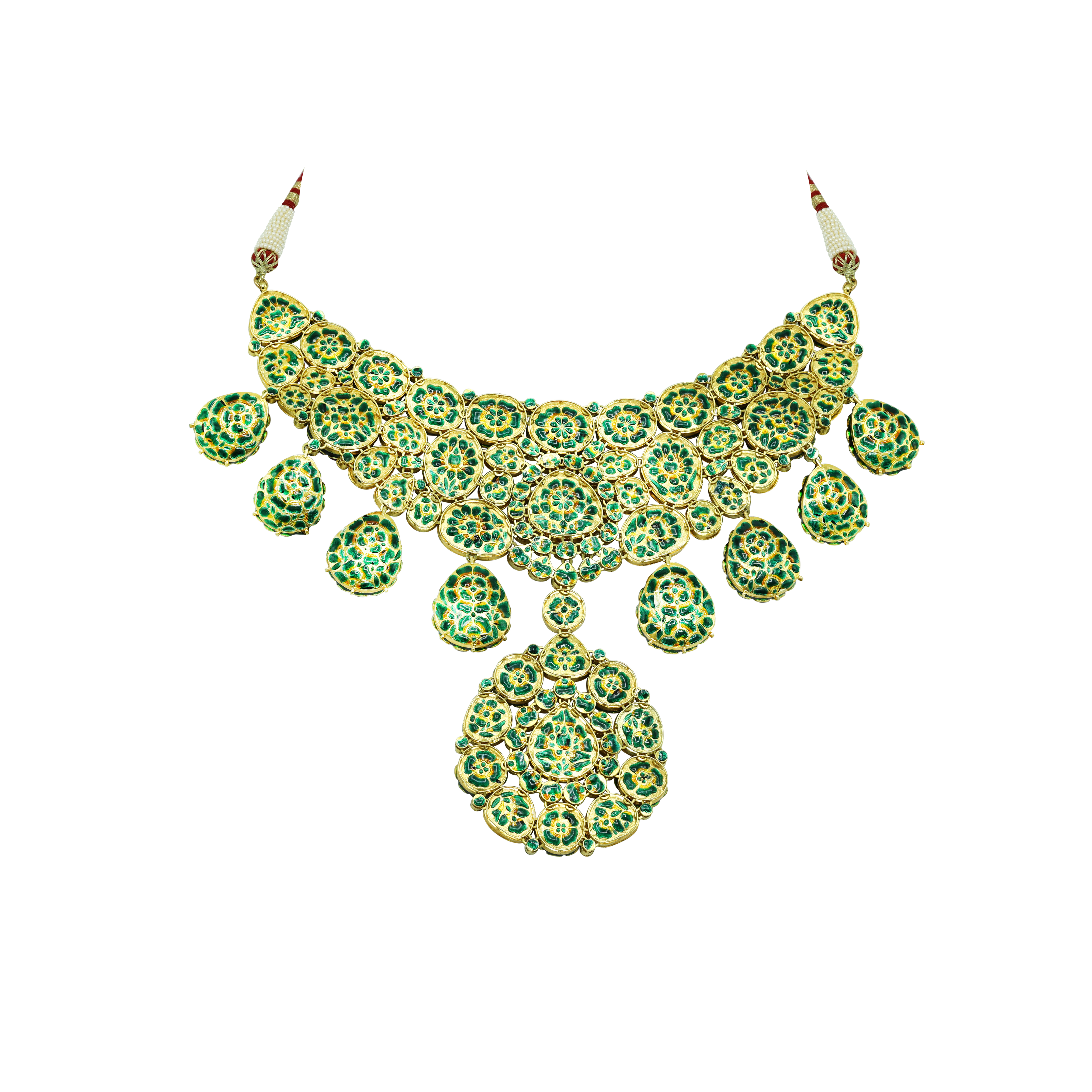 Bridal Polki Choker with Rubies, Green Meena, and Makadi Design Necklace Set